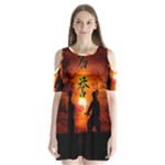 Ninja Sunset Shoulder Cutout Velvet One Piece