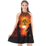 Ninja Sunset Halter Neckline Chiffon Dress 