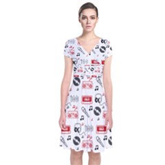 Short Sleeve Front Wrap Dress 