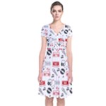 Music Is My Life Short Sleeve Front Wrap Dress