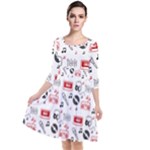 Music Is My Life Quarter Sleeve Waist Band Dress