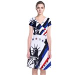 Statue of Liberty Short Sleeve Front Wrap Dress