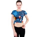 Usa 4th July America Independence Day Crew Neck Crop Top