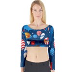 Usa 4th July America Independence Day Long Sleeve Crop Top