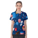 Usa 4th July America Independence Day Women s Cotton Tee