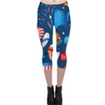 Usa 4th July America Independence Day Capri Leggings 