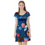 Usa 4th July America Independence Day Short Sleeve Skater Dress