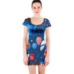 Usa 4th July America Independence Day Short Sleeve Bodycon Dress