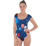 Usa 4th July America Independence Day Short Sleeve Leotard 