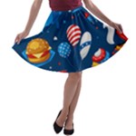 Usa 4th July America Independence Day A-line Skater Skirt