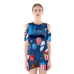 Usa 4th July America Independence Day Shoulder Cutout One Piece Dress