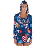 Usa 4th July America Independence Day Long Sleeve Hooded T-shirt