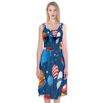 Usa 4th July America Independence Day Midi Sleeveless Dress