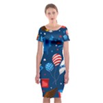 Usa 4th July America Independence Day Classic Short Sleeve Midi Dress