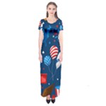 Usa 4th July America Independence Day Short Sleeve Maxi Dress