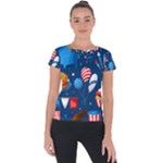 Usa 4th July America Independence Day Short Sleeve Sports Top 