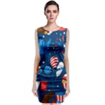 Usa 4th July America Independence Day Sleeveless Velvet Midi Dress