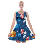 Usa 4th July America Independence Day Velvet Skater Dress