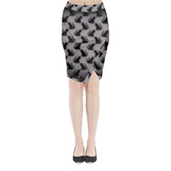 Black Cats On Gray Midi Wrap Pencil Skirt from ArtsNow.com