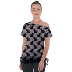 Off Shoulder Tie-Up T-Shirt 