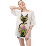 Siamese Sugar Skull Oversized Chiffon Top