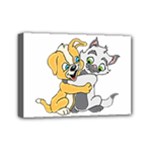 Puppy And Siamese Love Mini Canvas 7  x 5  (Framed)