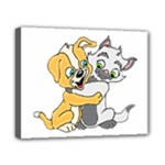 Puppy And Siamese Love Canvas 10  x 8  (Framed)