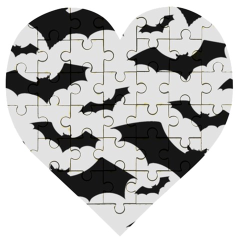 Deathrock Bats Wooden Puzzle Heart from ArtsNow.com