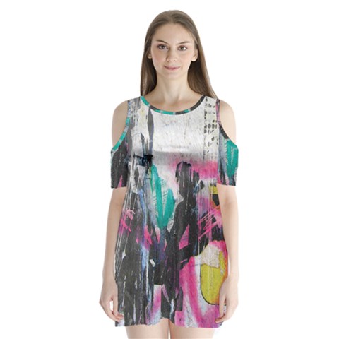 Graffiti Grunge Shoulder Cutout Velvet One Piece from ArtsNow.com