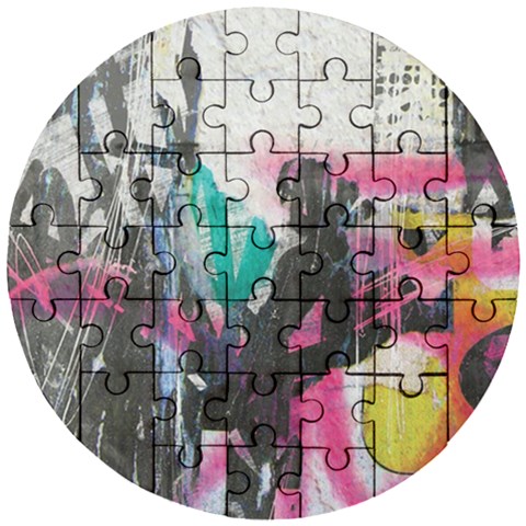 Graffiti Grunge Wooden Puzzle Round from ArtsNow.com