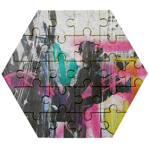 Graffiti Grunge Wooden Puzzle Hexagon from ArtsNow.com