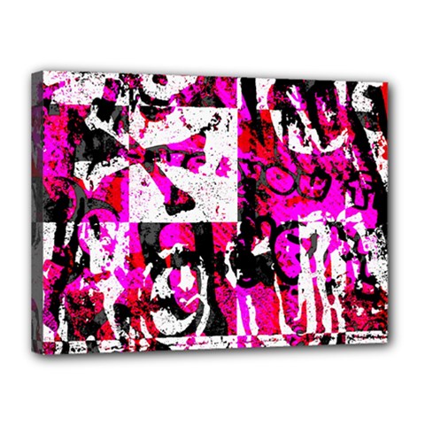 Pink Checker Graffiti Canvas 16  x 12  (Stretched) from ArtsNow.com