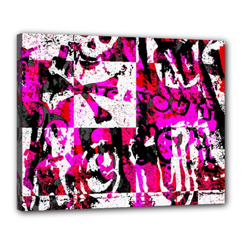 Pink Checker Graffiti Canvas 20  x 16  (Stretched) from ArtsNow.com