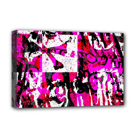 Pink Checker Graffiti Deluxe Canvas 18  x 12  (Stretched) from ArtsNow.com