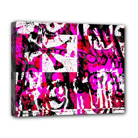 Pink Checker Graffiti Deluxe Canvas 20  x 16  (Stretched) from ArtsNow.com