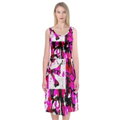 Pink Checker Graffiti Midi Sleeveless Dress from ArtsNow.com