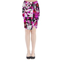 Pink Checker Graffiti Midi Wrap Pencil Skirt from ArtsNow.com