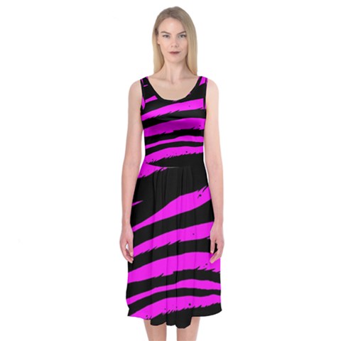 Pink Zebra Midi Sleeveless Dress from ArtsNow.com