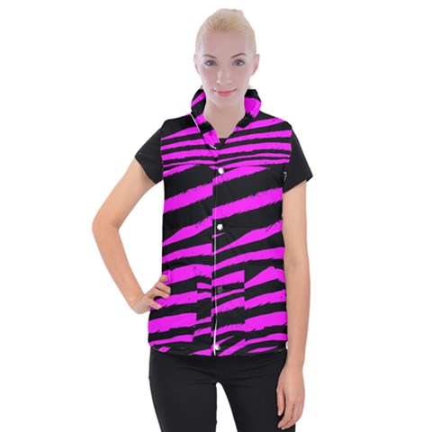 Pink Zebra Women s Button Up Vest from ArtsNow.com