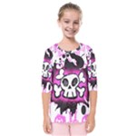 Cartoon Skull Kids  Quarter Sleeve Raglan Tee