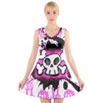 Cartoon Skull V-Neck Sleeveless Dress