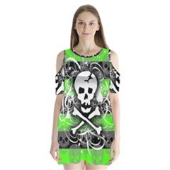 Deathrock Skull Shoulder Cutout Velvet One Piece from ArtsNow.com