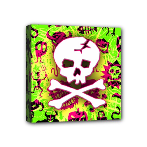 Deathrock Skull & Crossbones Mini Canvas 4  x 4  (Stretched) from ArtsNow.com