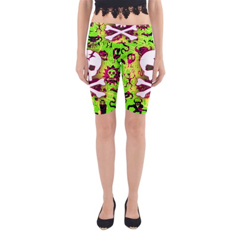 Deathrock Skull & Crossbones Yoga Cropped Leggings from ArtsNow.com