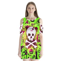 Deathrock Skull & Crossbones Shoulder Cutout Velvet One Piece from ArtsNow.com