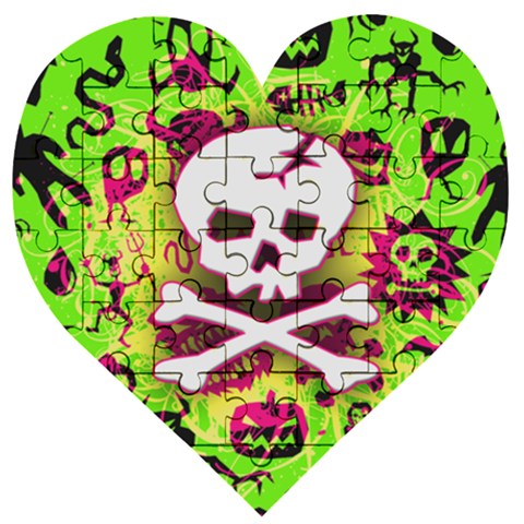 Deathrock Skull & Crossbones Wooden Puzzle Heart from ArtsNow.com