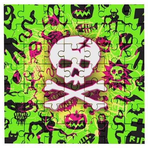 Deathrock Skull & Crossbones Wooden Puzzle Square from ArtsNow.com