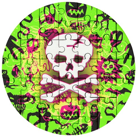 Deathrock Skull & Crossbones Wooden Puzzle Round from ArtsNow.com