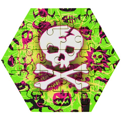 Deathrock Skull & Crossbones Wooden Puzzle Hexagon from ArtsNow.com