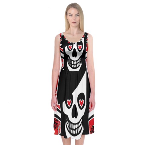 Emo Girl Skull Midi Sleeveless Dress from ArtsNow.com